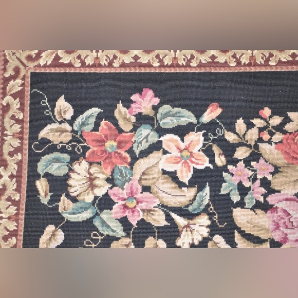 Aubusson Needle Point 100% Wool Hand Stitched Floral Wool Rug Tapestry - Picture 3 of 8